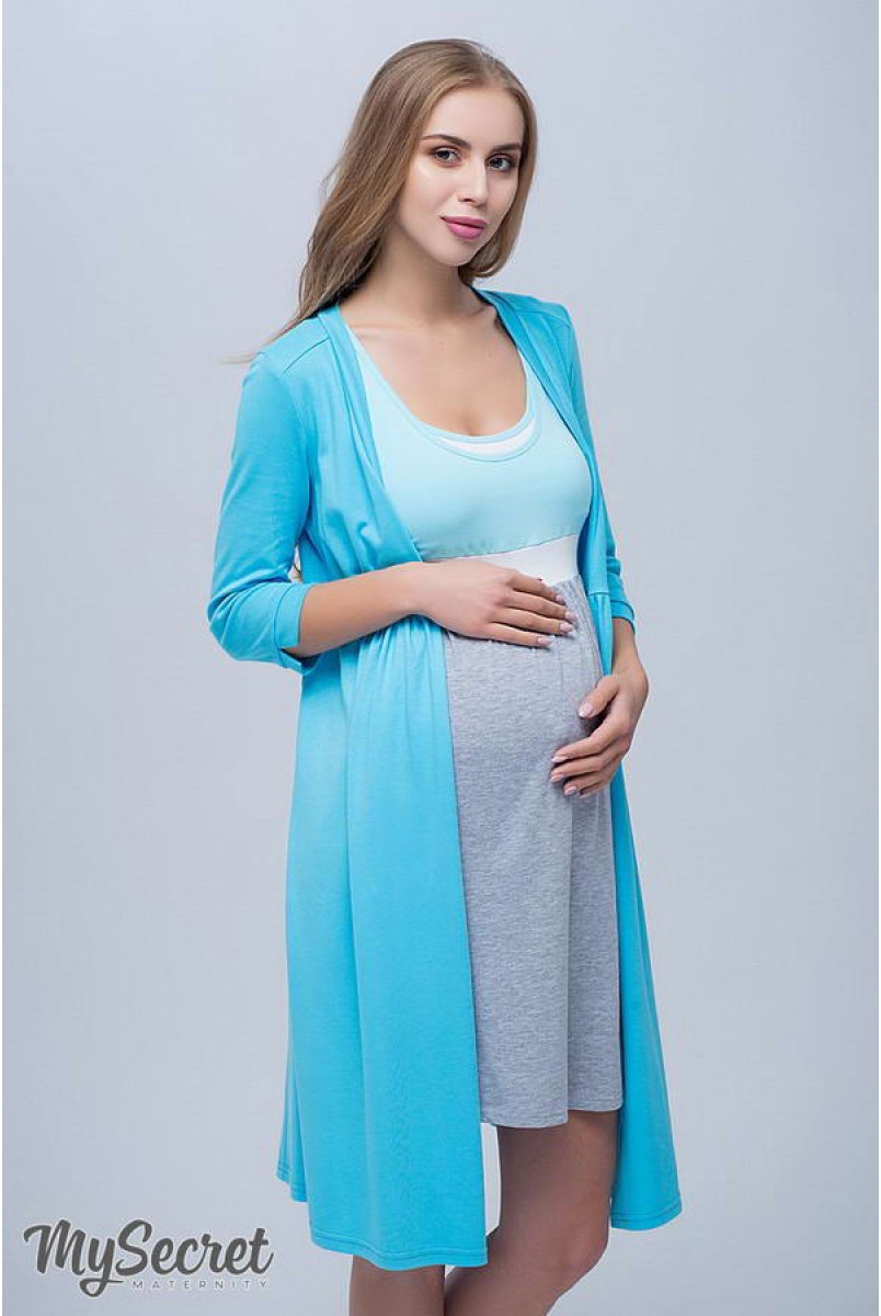 Халат Sinty блакитний для вагітних і годування