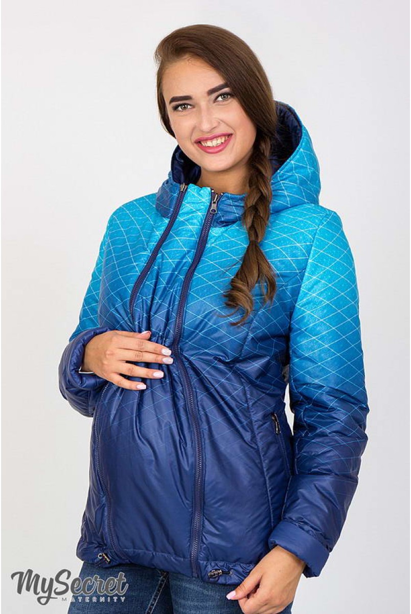 Демісезонна двостороння куртка Floyd (синьо-аквамариновий купон + темно-синій) для вагітних