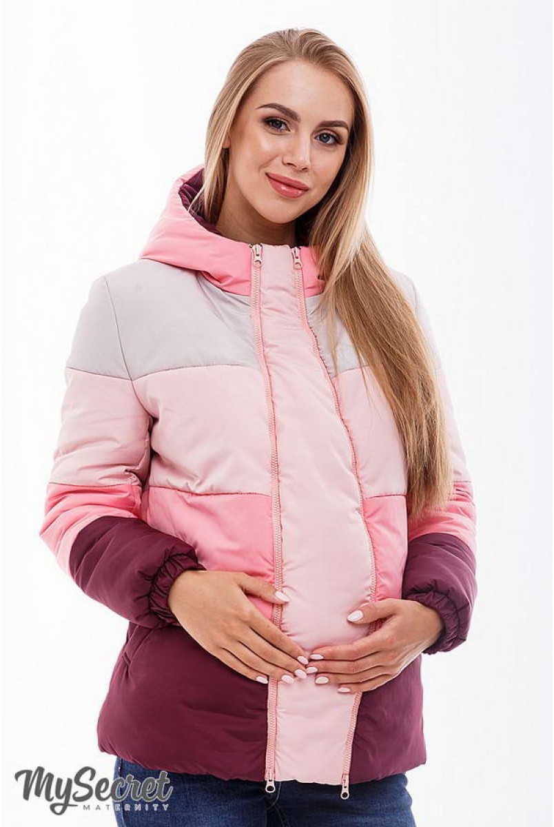 Демісезонна куртка Sia (поєднання марсали, рожевого, пудрового і бежевого) для вагітних