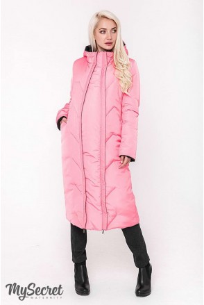 Зимове двостороннє пальто Tokyo (чорний і теплий рожевий) для вагітних