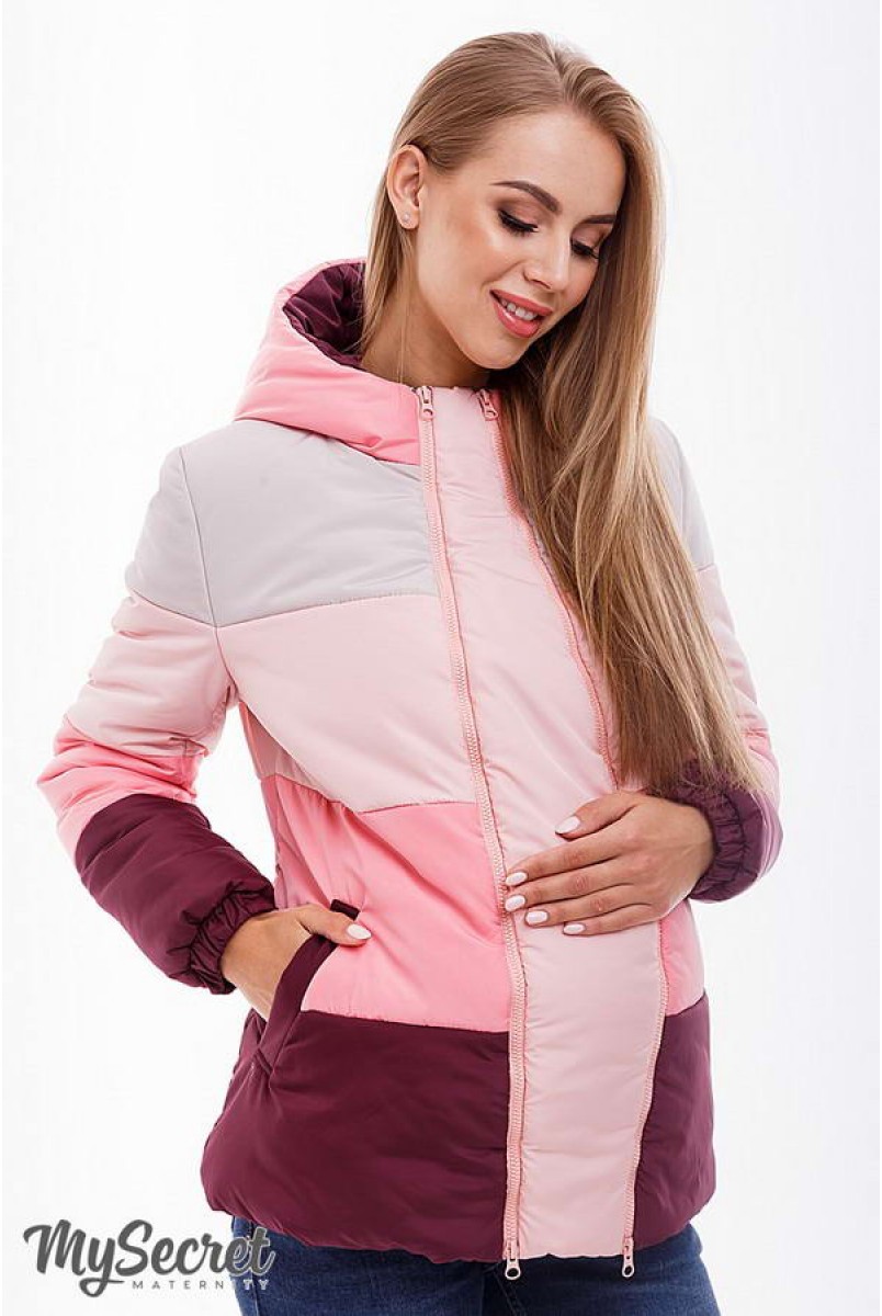 Демісезонна куртка Sia (поєднання марсали, рожевого, пудрового і бежевого) для вагітних