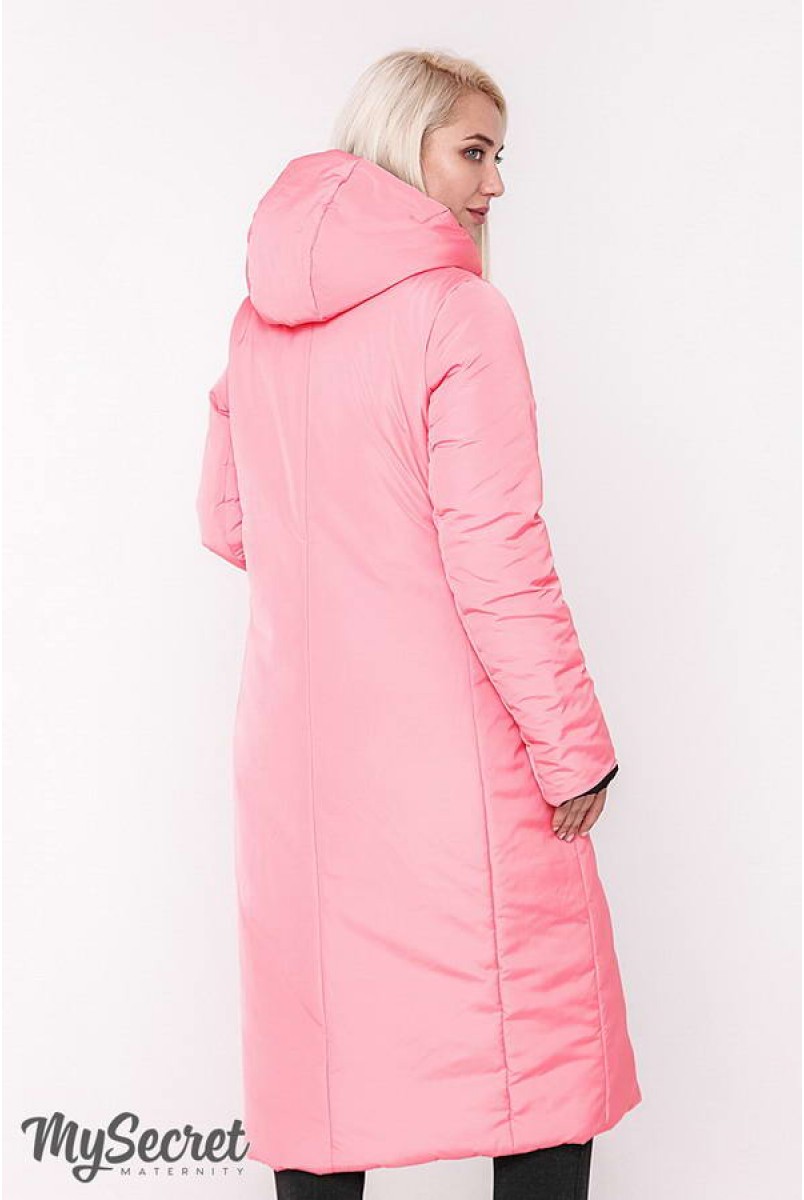 Зимове двостороннє пальто Tokyo (чорний і теплий рожевий) для вагітних