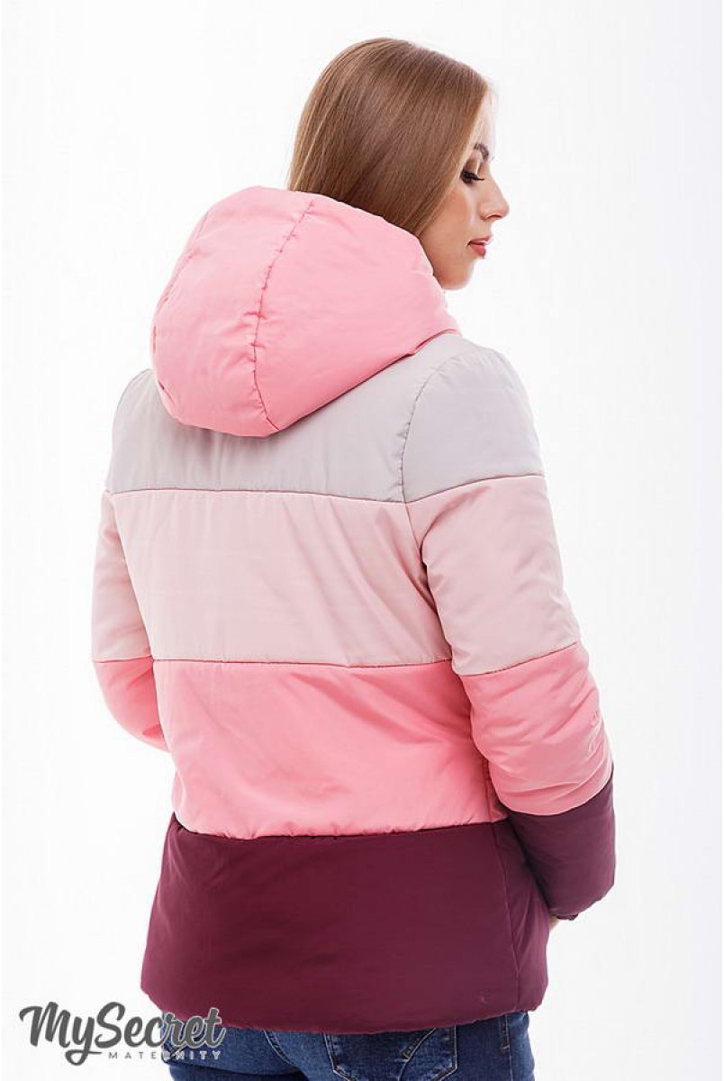 Демисезонная куртка Sia (сочетание марсалы, розового, пудрового и бежевого) для беременных