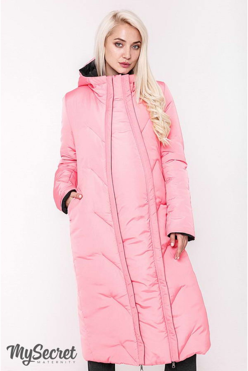 Зимнее двухстороннее пальто Tokyo (черный и теплый розовый) для беременных