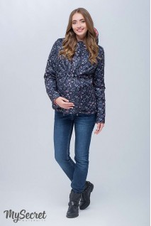 Демісезонна двостороння куртка Floyd (темно-синій з принтом квіти + кораловий) для вагітних