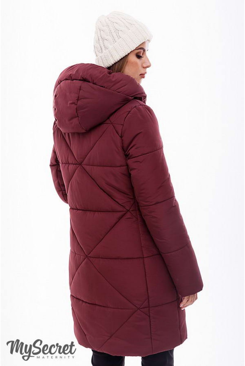 Зимнее теплое пальто ANGIE марсала для беременных