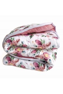 Одеяло муслиновое с утеплителем Розовые цветы