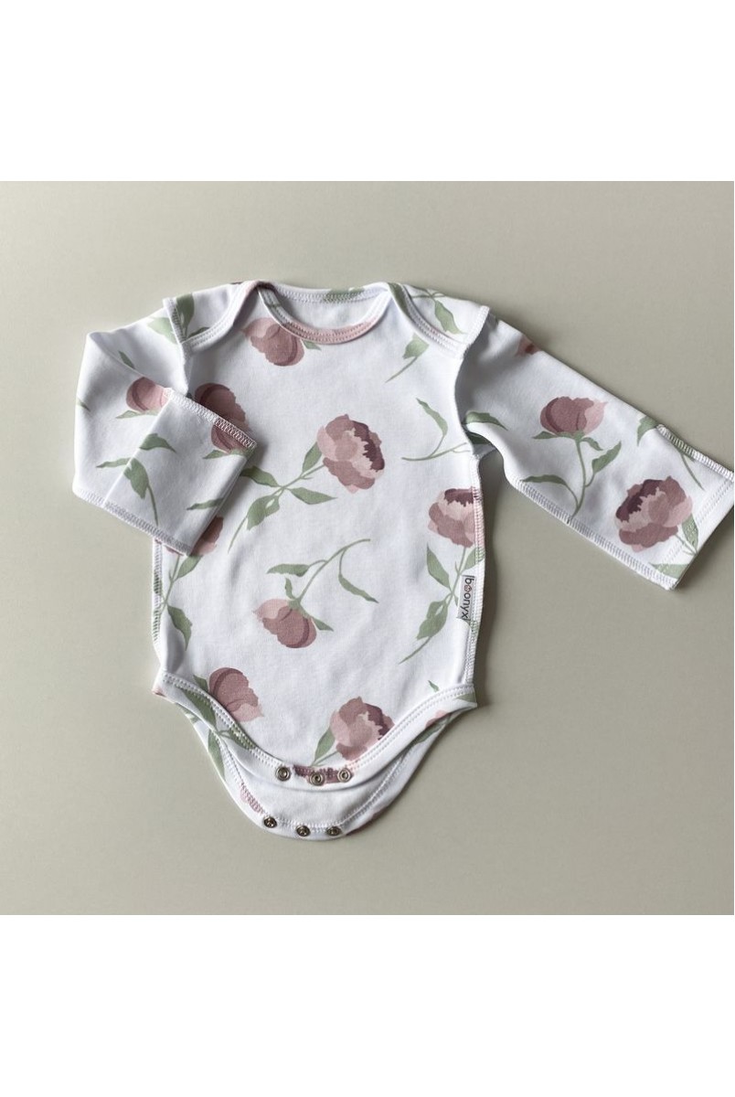 Боди с длинным рукавом для детей Boonyx Peonies Organic