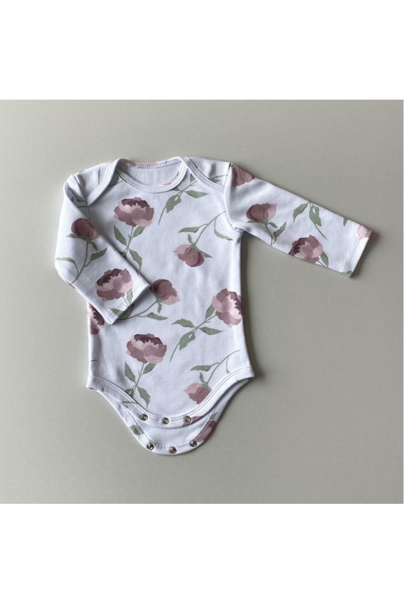 Боди с длинным рукавом для детей Boonyx Peonies Organic