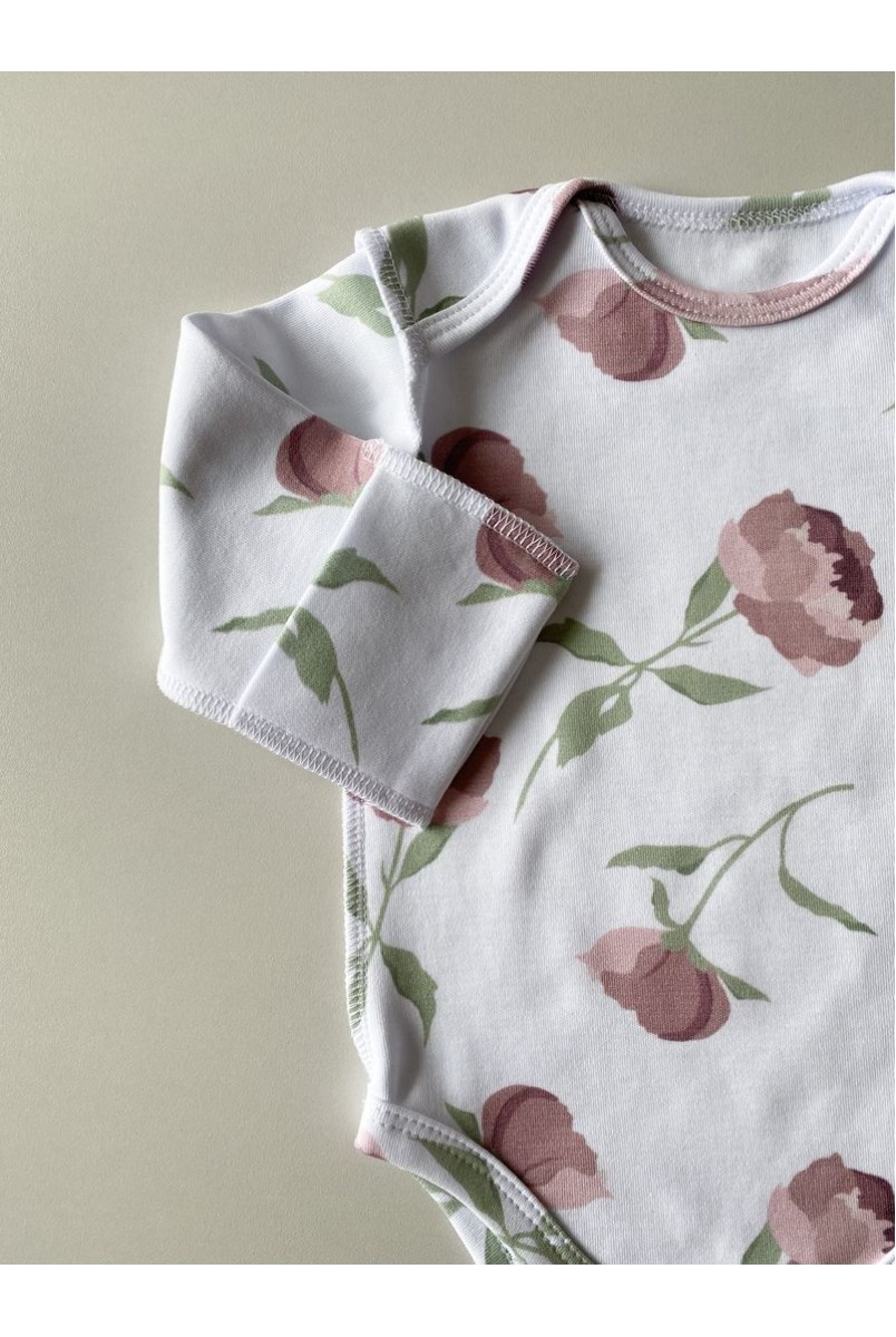 Боди с длинным рукавом для детей Boonyx Peonies Organic