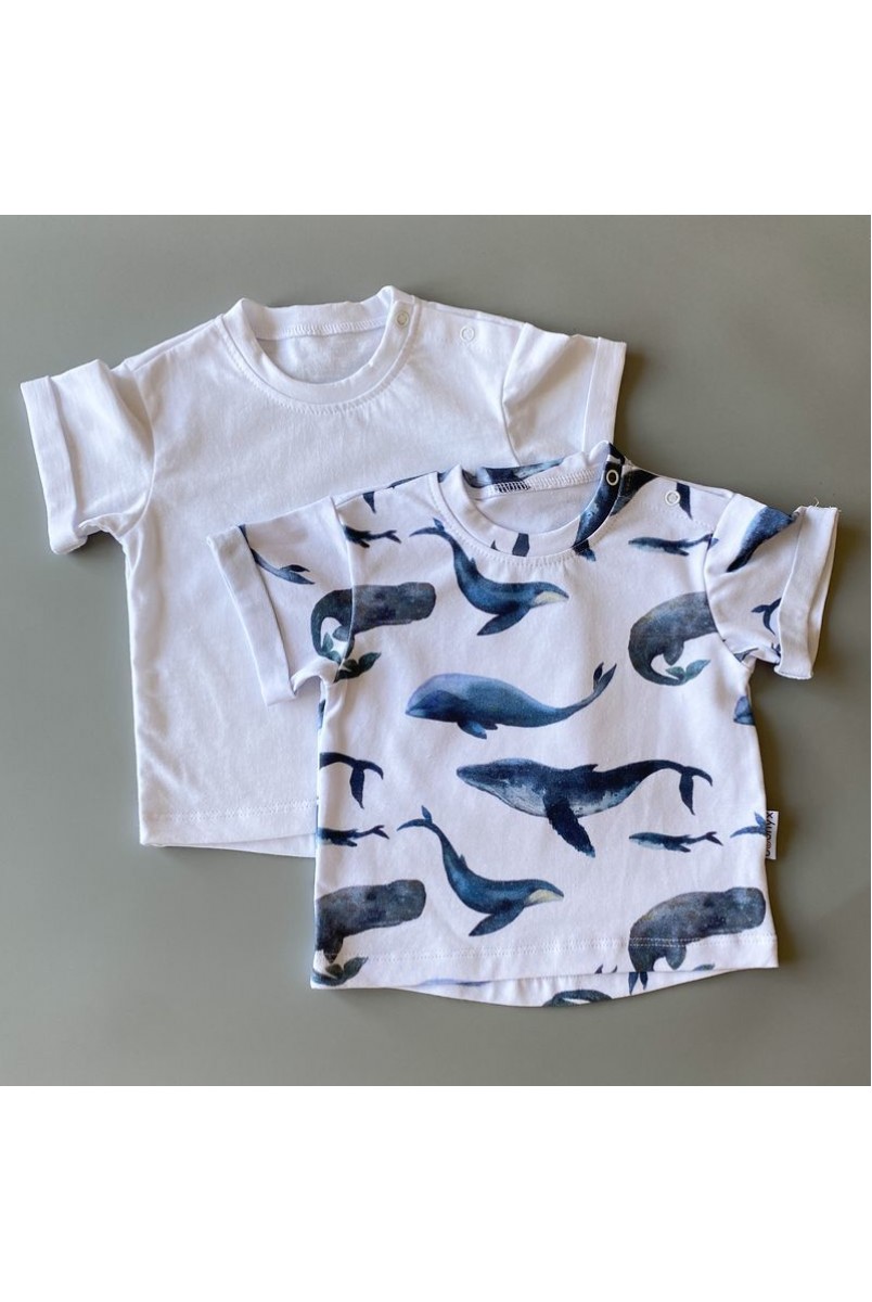 Набор футболок для детей Boonyx Whales+White