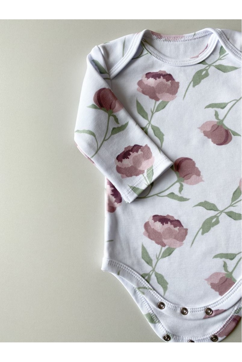 Боди с длинным рукавом для детей Boonyx Peonies Organic