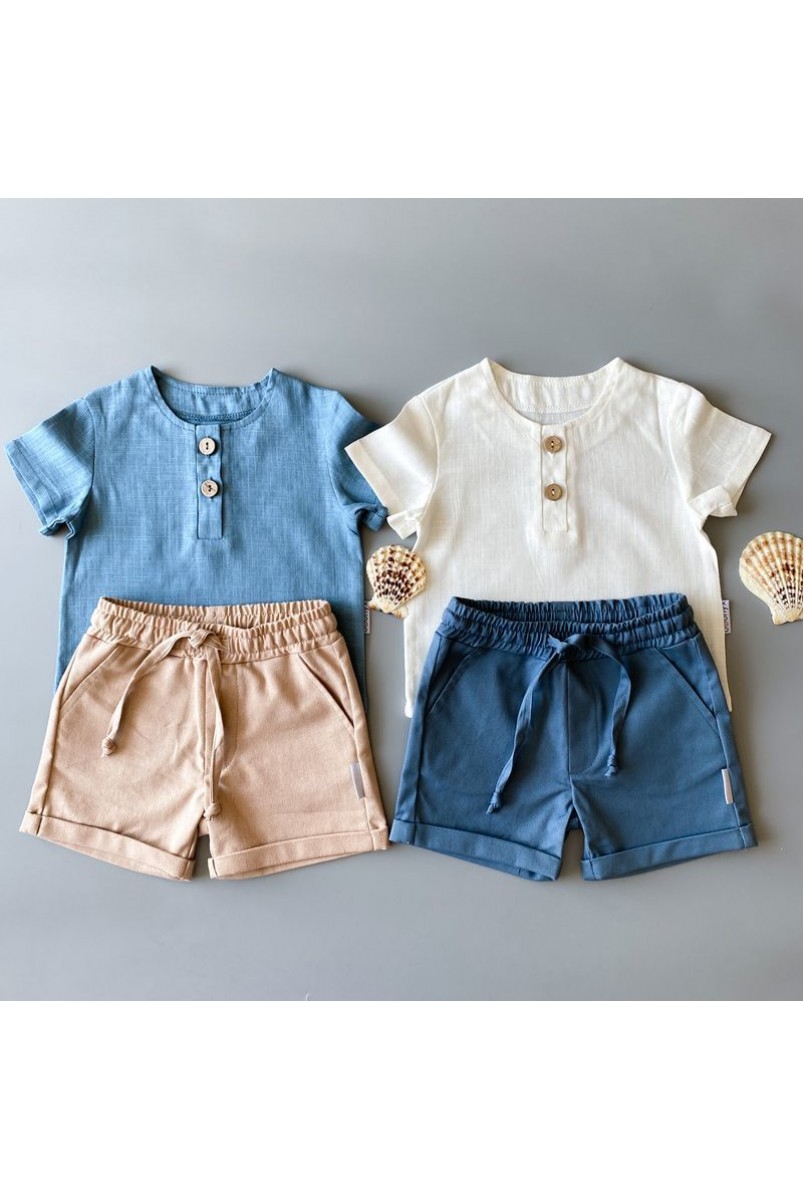 Набор для детей Boonyx шорты Jeans+Visone и футболка Milk+Sea