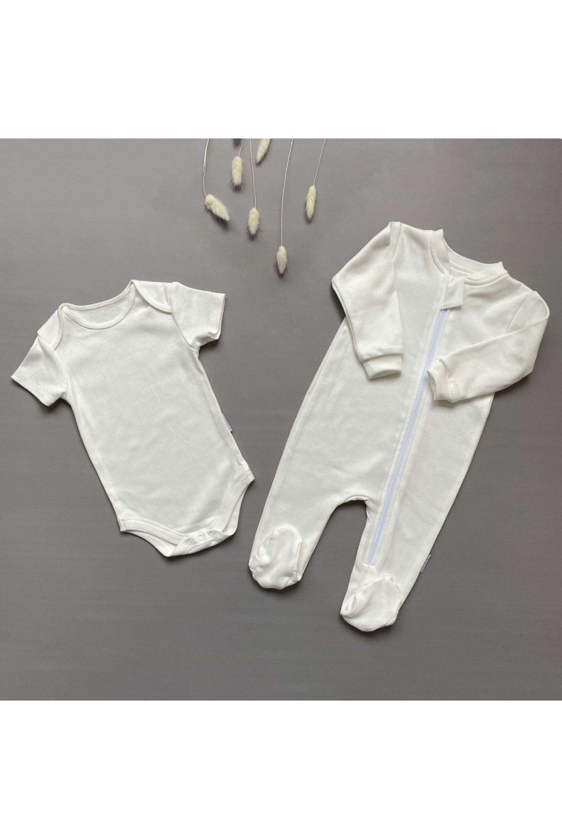 Комплект: Слип/человечек + Боди с коротким рукавом "Basic Milk"