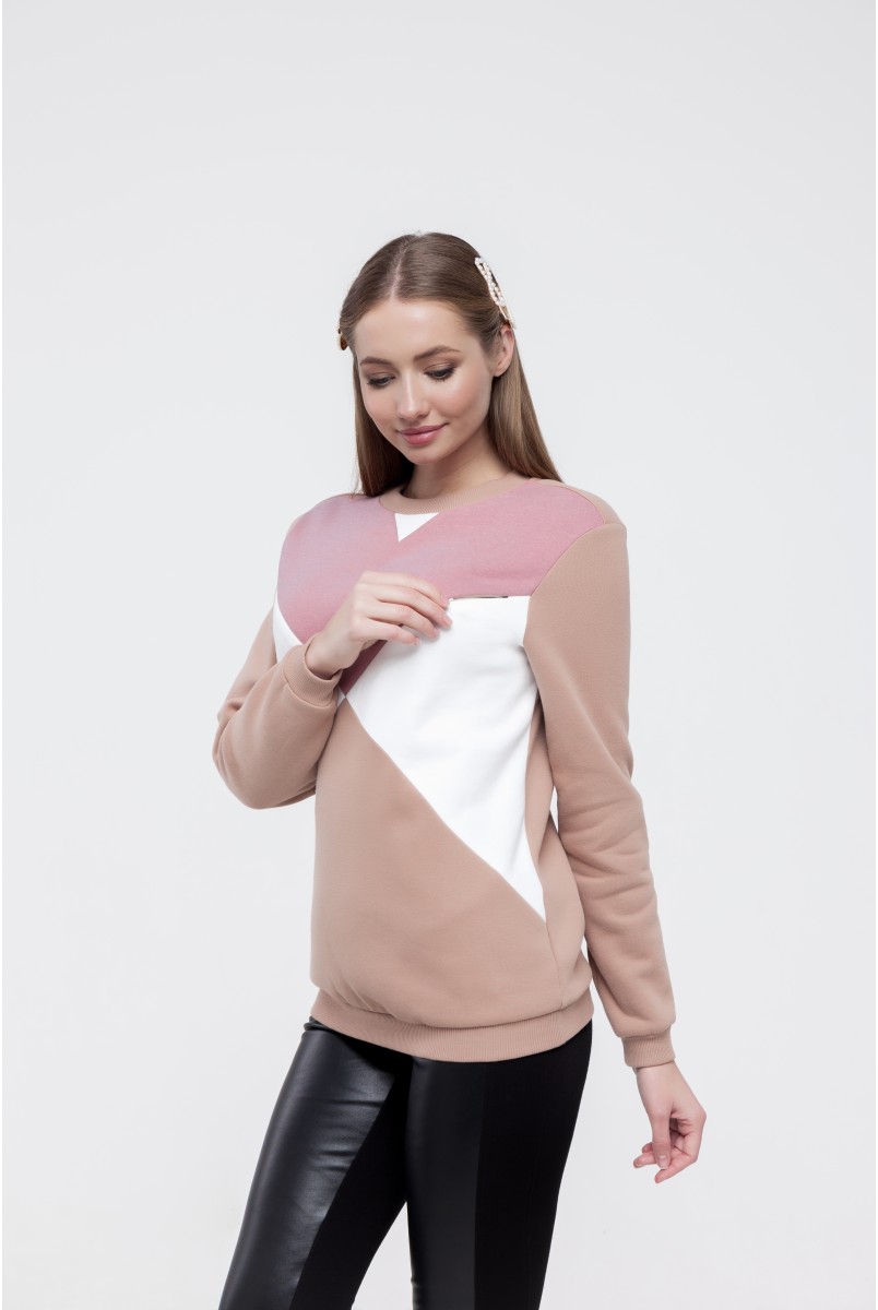 Свитшот для беременных и кормящих Cat warm Бежевый Yula Mama