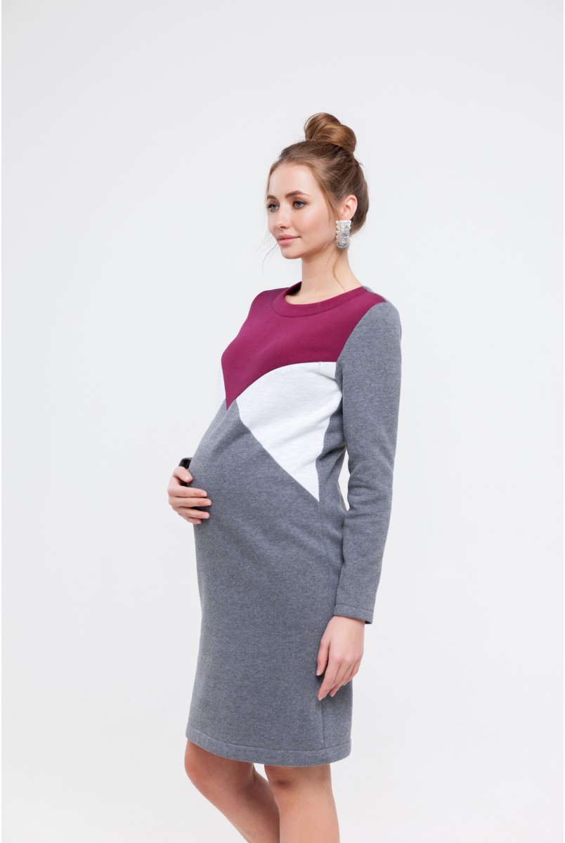 Платье для беременных и кормящих Denise warm Серый Yula Mama