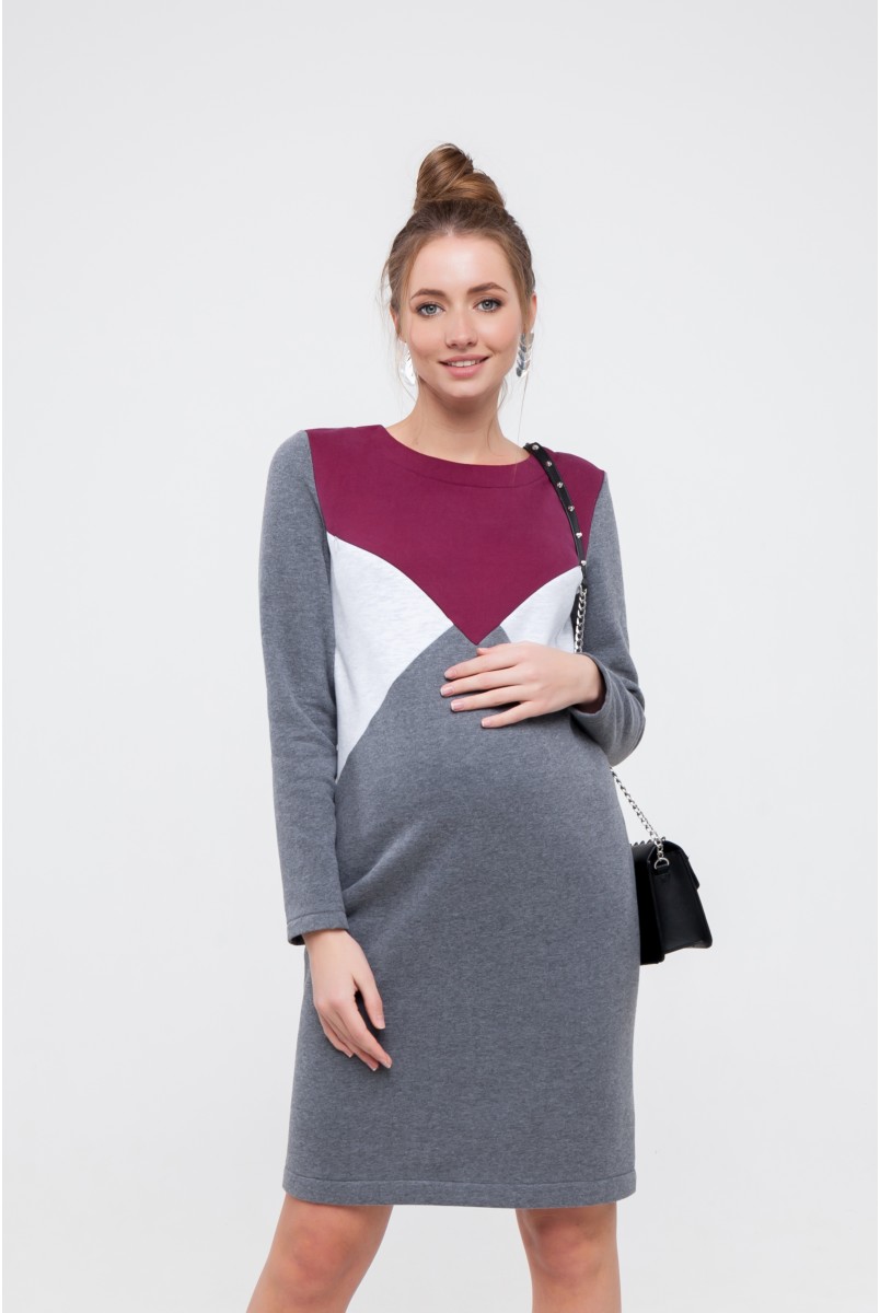 Платье для беременных и кормящих Denise warm Серый Yula Mama