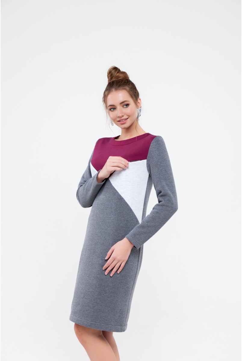 Платье для беременных и кормящих Denise warm Серый Yula Mama