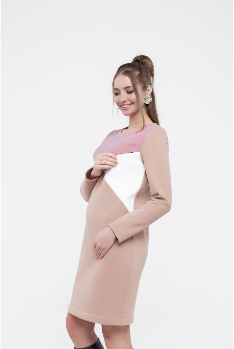 Плаття для вагітних та годуючих Denise warm Бежевий Yula Mama