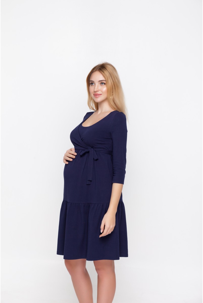 Платье для беременных и кормящих Tara Синий Yula Mama