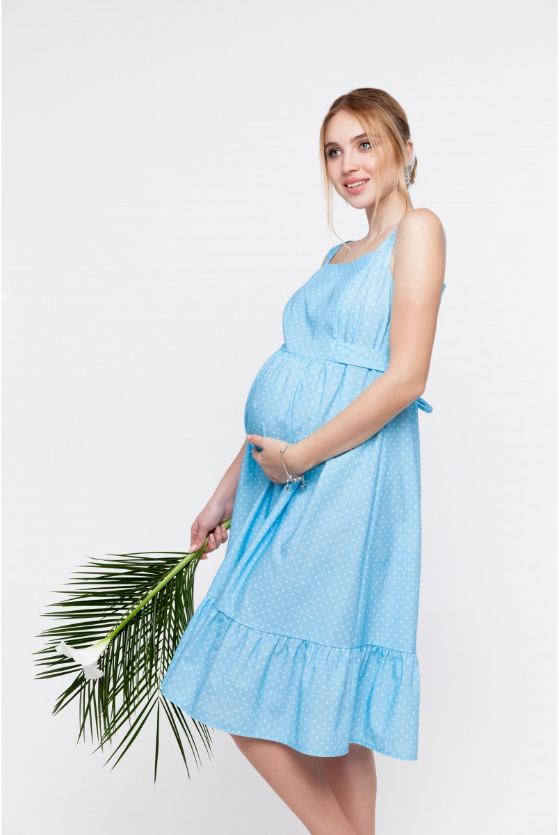 Сарафан для вагітних та годуючих Meddi Блакитний Yula Mama