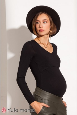 Боди для беременных и кормящих Fleur Черный Yula Mama