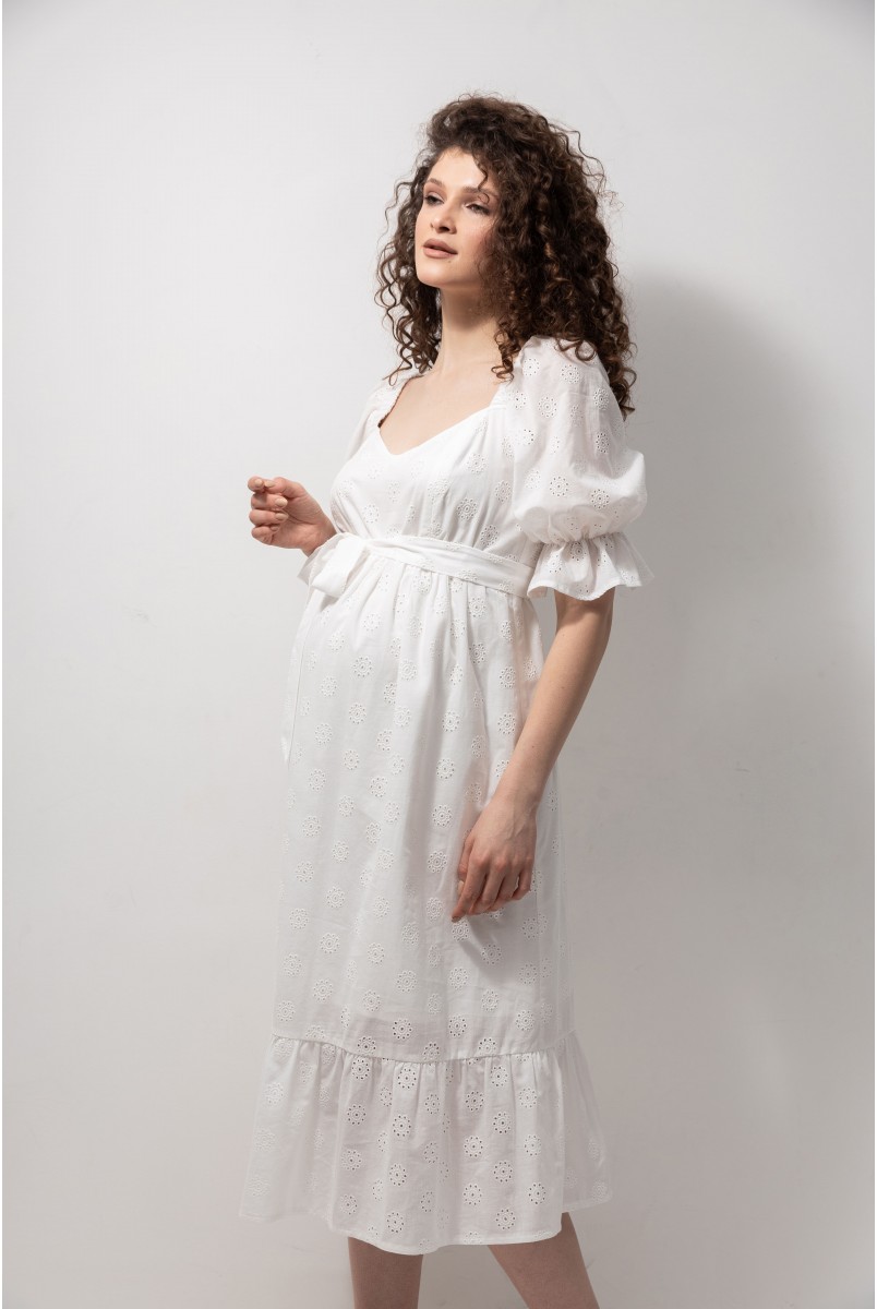 Платье для беременных и кормящих Mary Белый Yula Mama