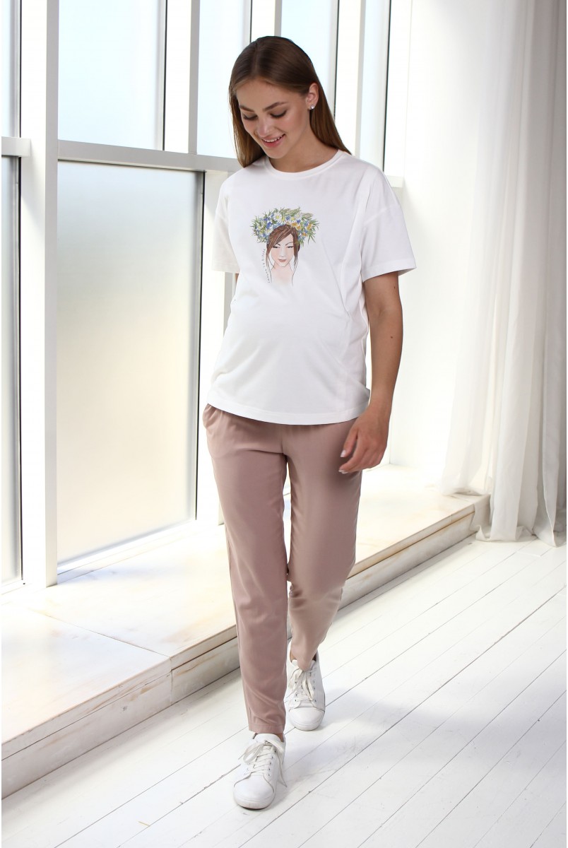 Брюки для беременных и кормящих Miro Бежевый Yula Mama