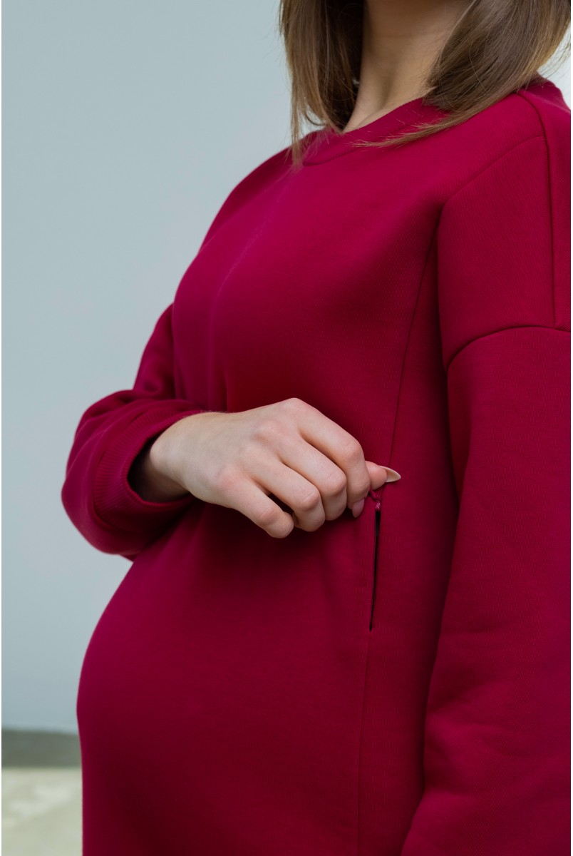 Костюм для беременных и кормящих Vieno бордовый Yula Mama