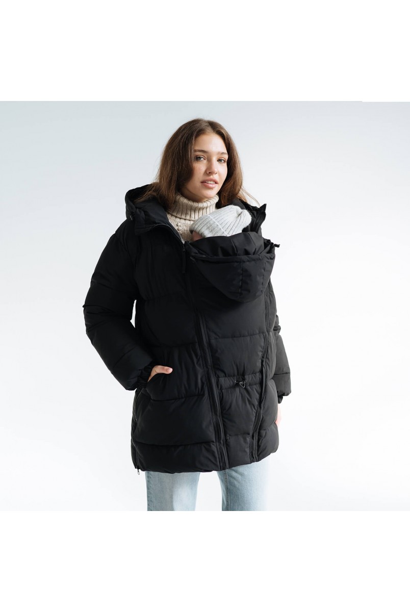 Зимняя слингокуртка / Пуховик для беременных Черный Love&Carry