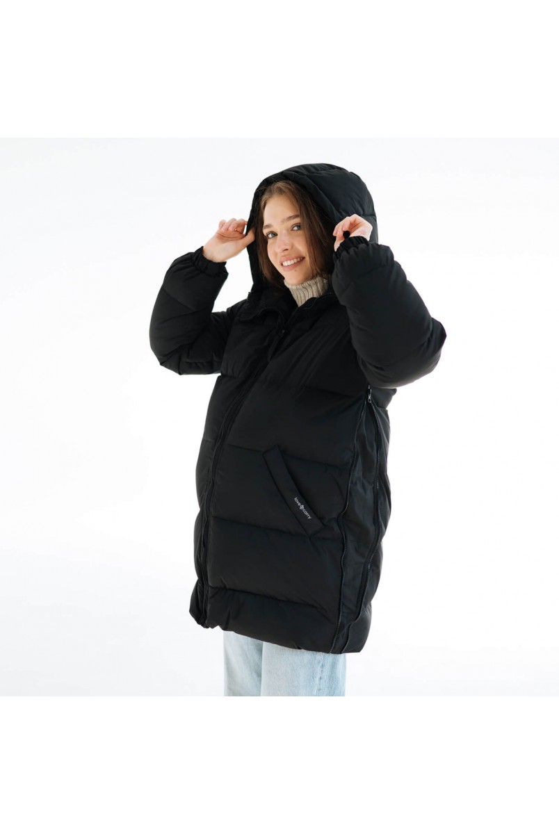 Зимняя слингокуртка / Пуховик для беременных Черный Love&Carry