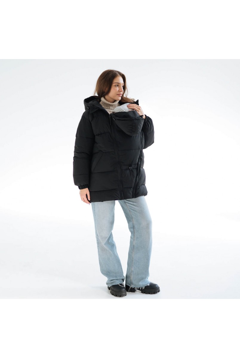 Зимняя слингокуртка / Пуховик для беременных Черный Love&Carry