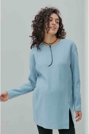Теплая туника для беременных и кормящих OLIVE голубая Yula Mama