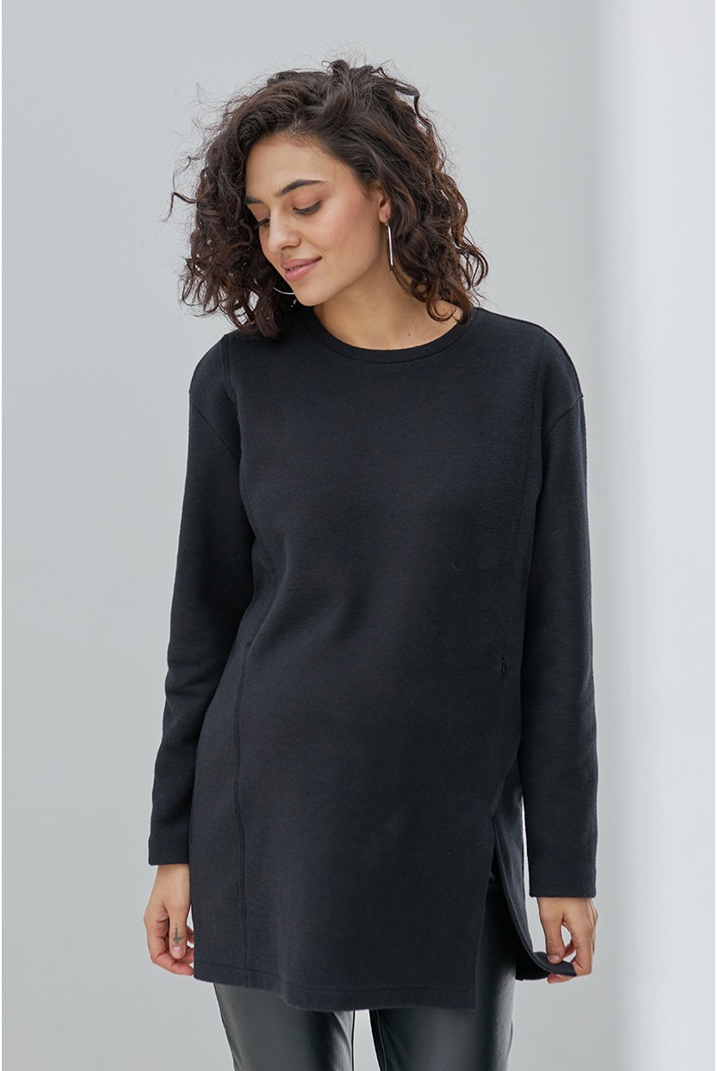 Туника для беременных и кормящих OLIVE черная Yula Mama