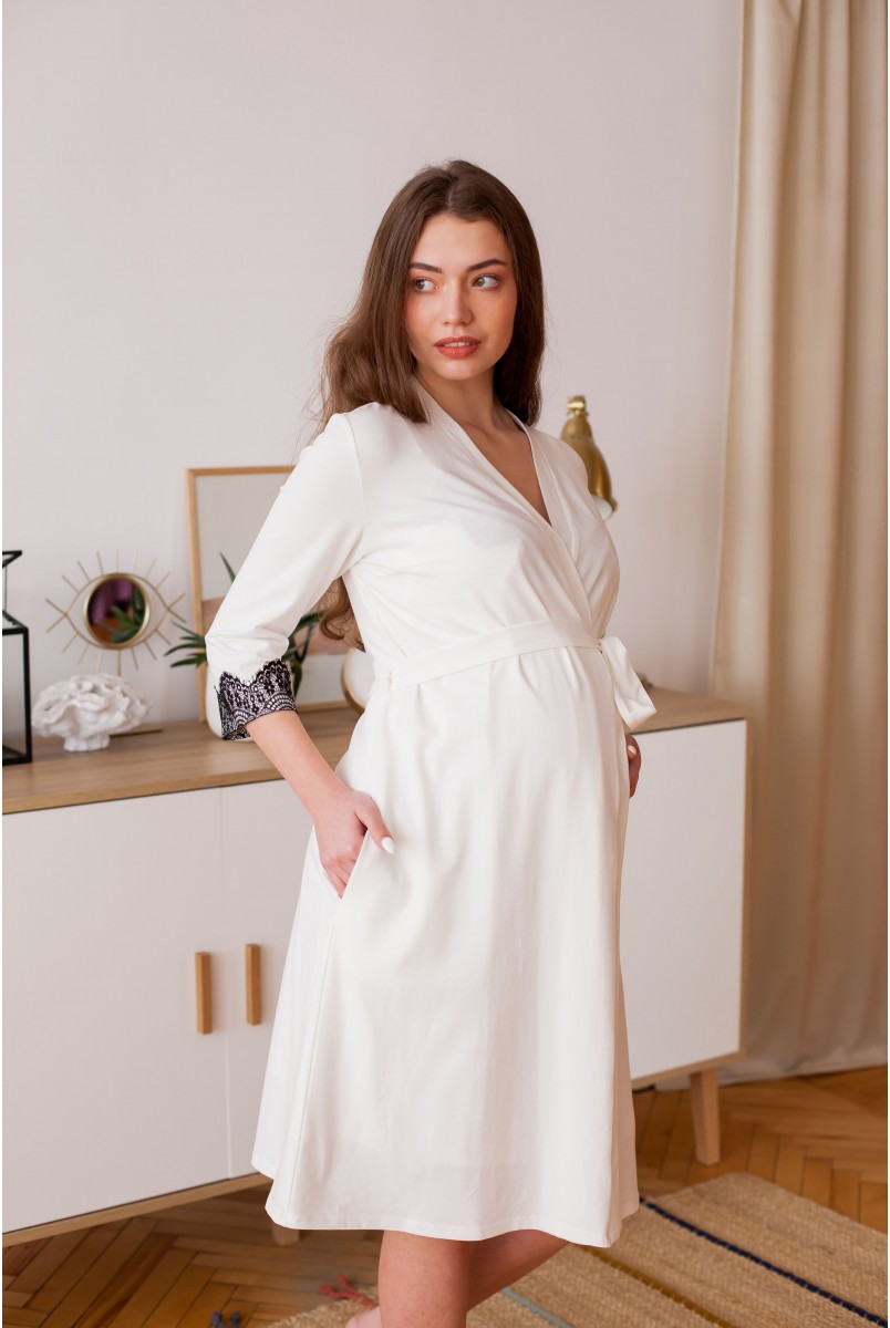 Домашній комплект для вагітних та годуючих Maya молочно-білий Yula Mama