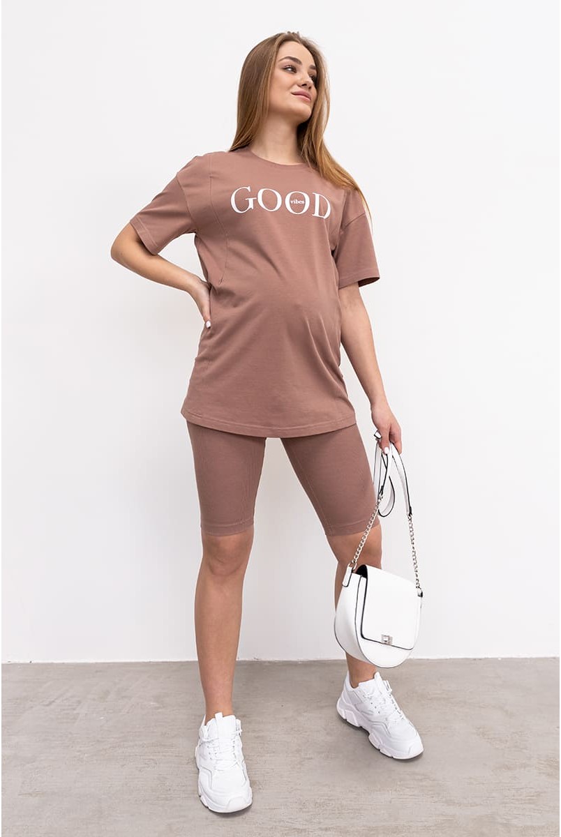 Костюм для беременных и кормящих Eva бежевый Yula Mama