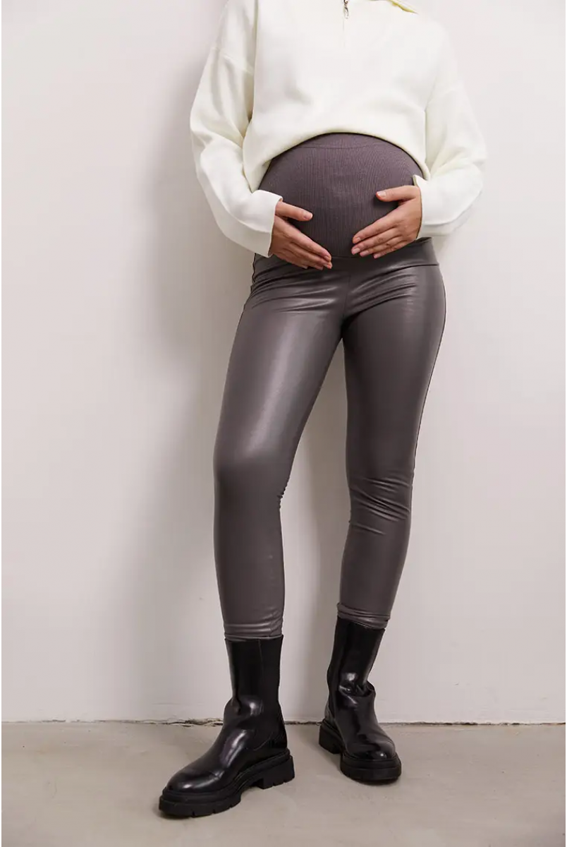 Теплі шкіряні лосіни для вагітних Koln Графітовий Lullababe