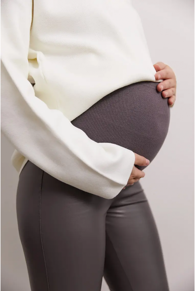 Теплі шкіряні лосіни для вагітних Koln Графітовий Lullababe