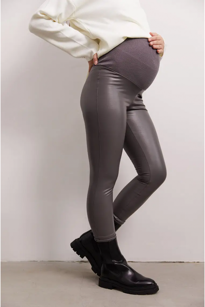 Теплі шкіряні лосіни для вагітних Koln Графітовий Lullababe