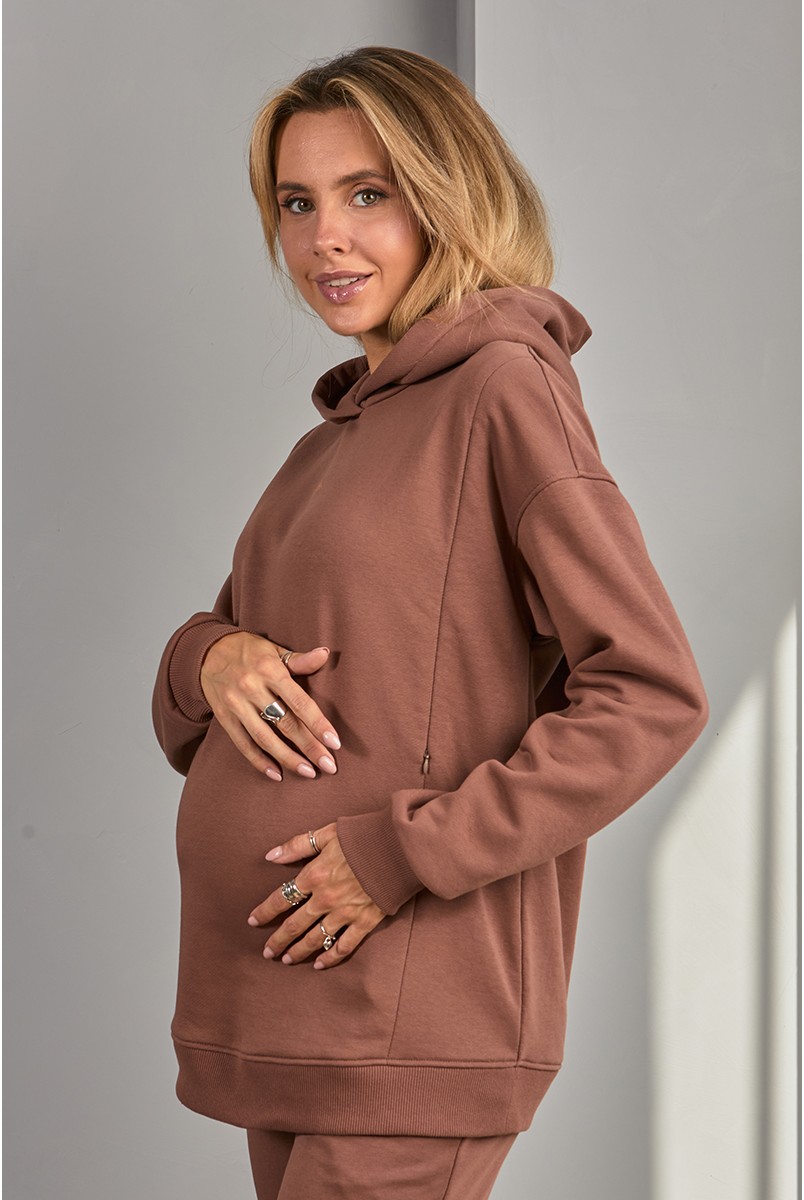 Худи для беременных и кормящих Mira Коричневый Yula Mama