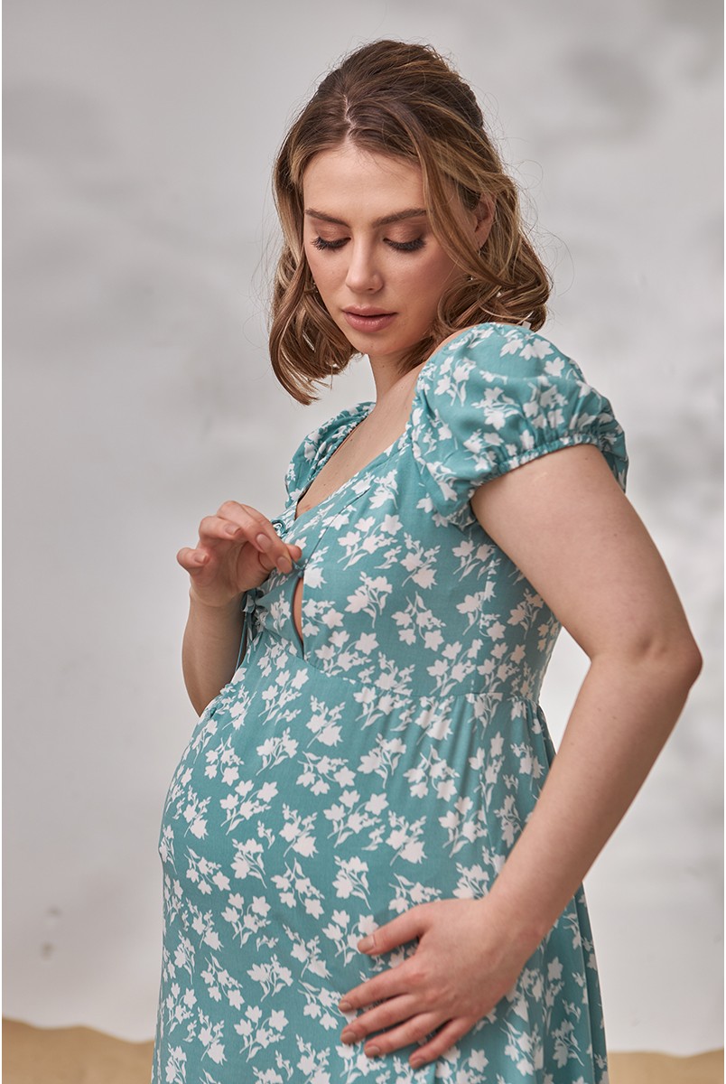 Платье для беременных и кормящих Caprice Зеленый Yula Mama