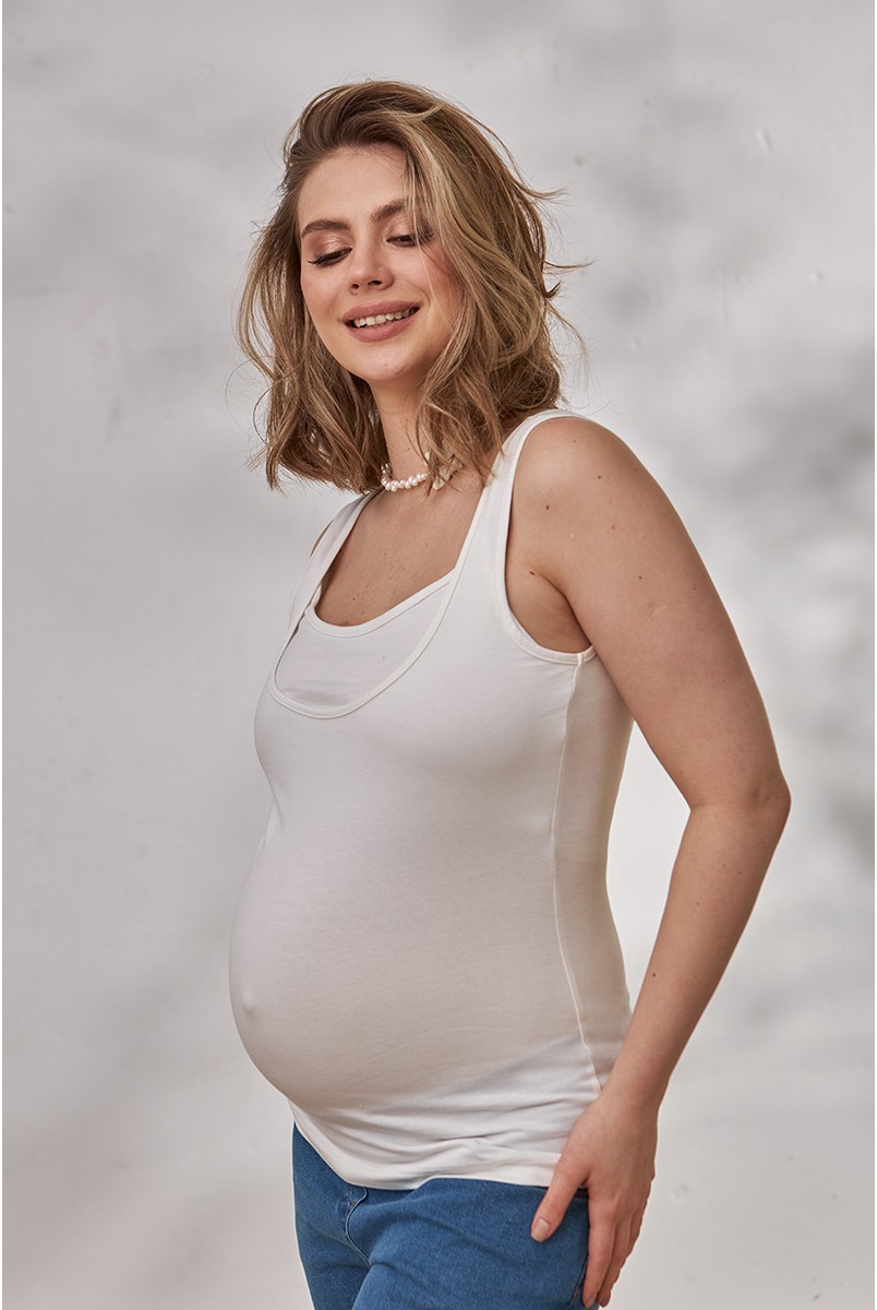 Майка для беременных и кормящих Ezra Молочный Yula Mama