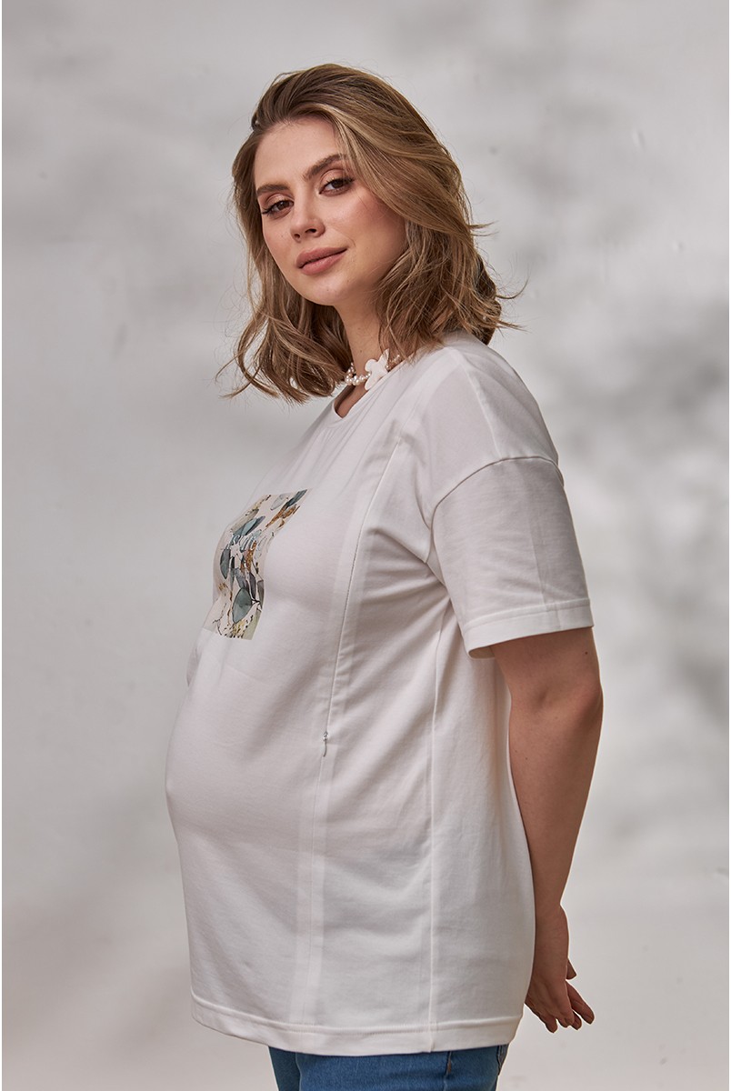 Футболка для беременных и кормящих Nature Молочный Yula Mama