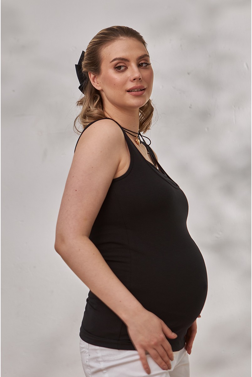 Майка для беременных и кормящих Ezra Черный Yula Mama