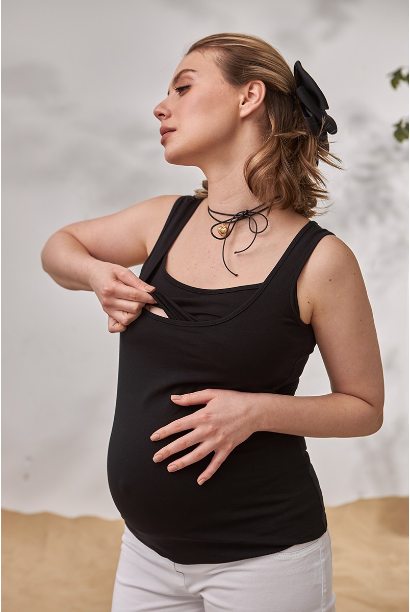Майка для беременных и кормящих Ezra Черный Yula Mama