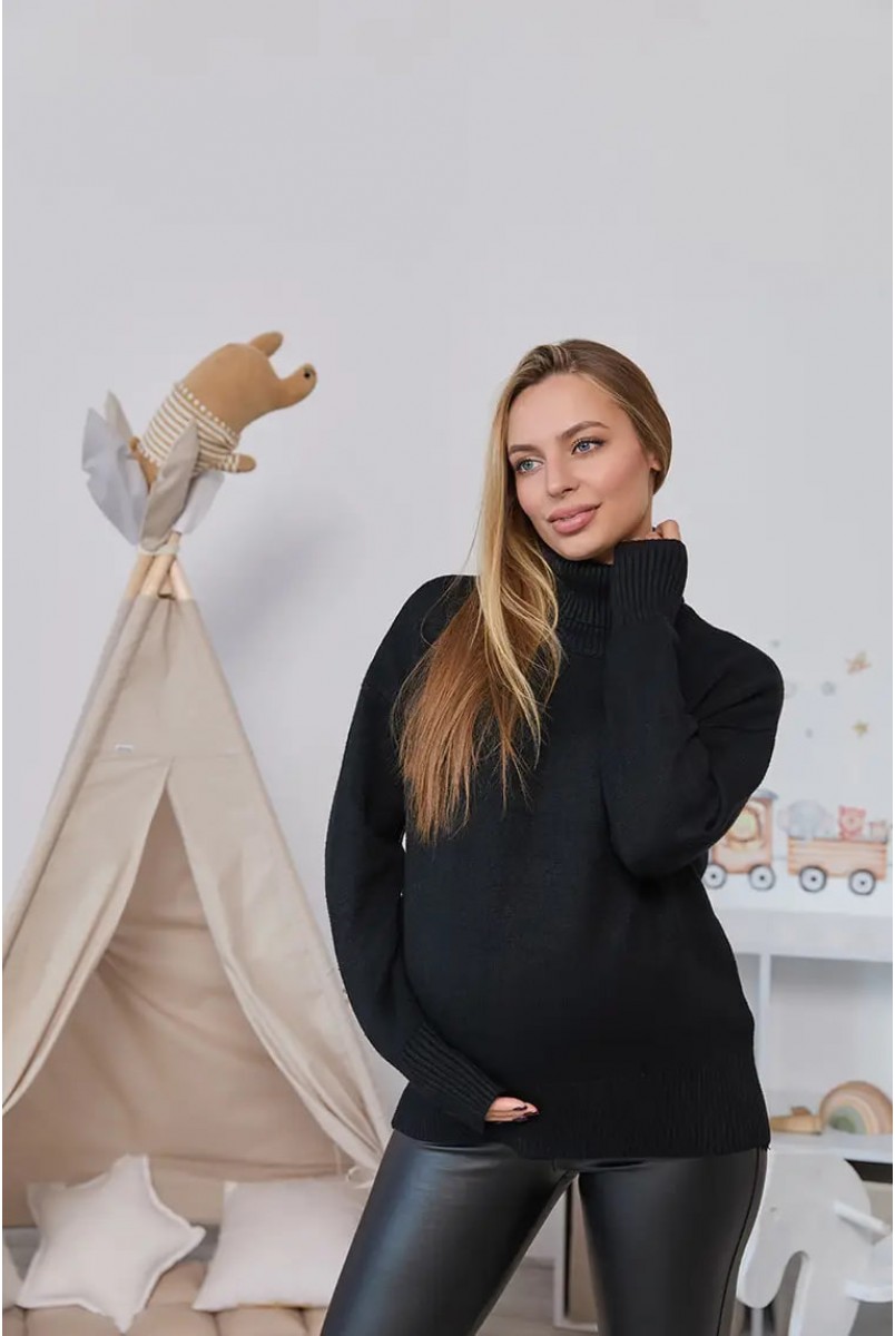 В'язаний светр для вагітних Ilona Чорний Lullababe