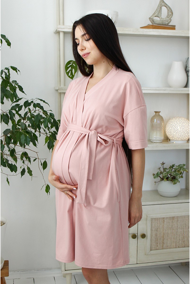 Халат для беременных и кормящих мам Violet пудра Yula Mama