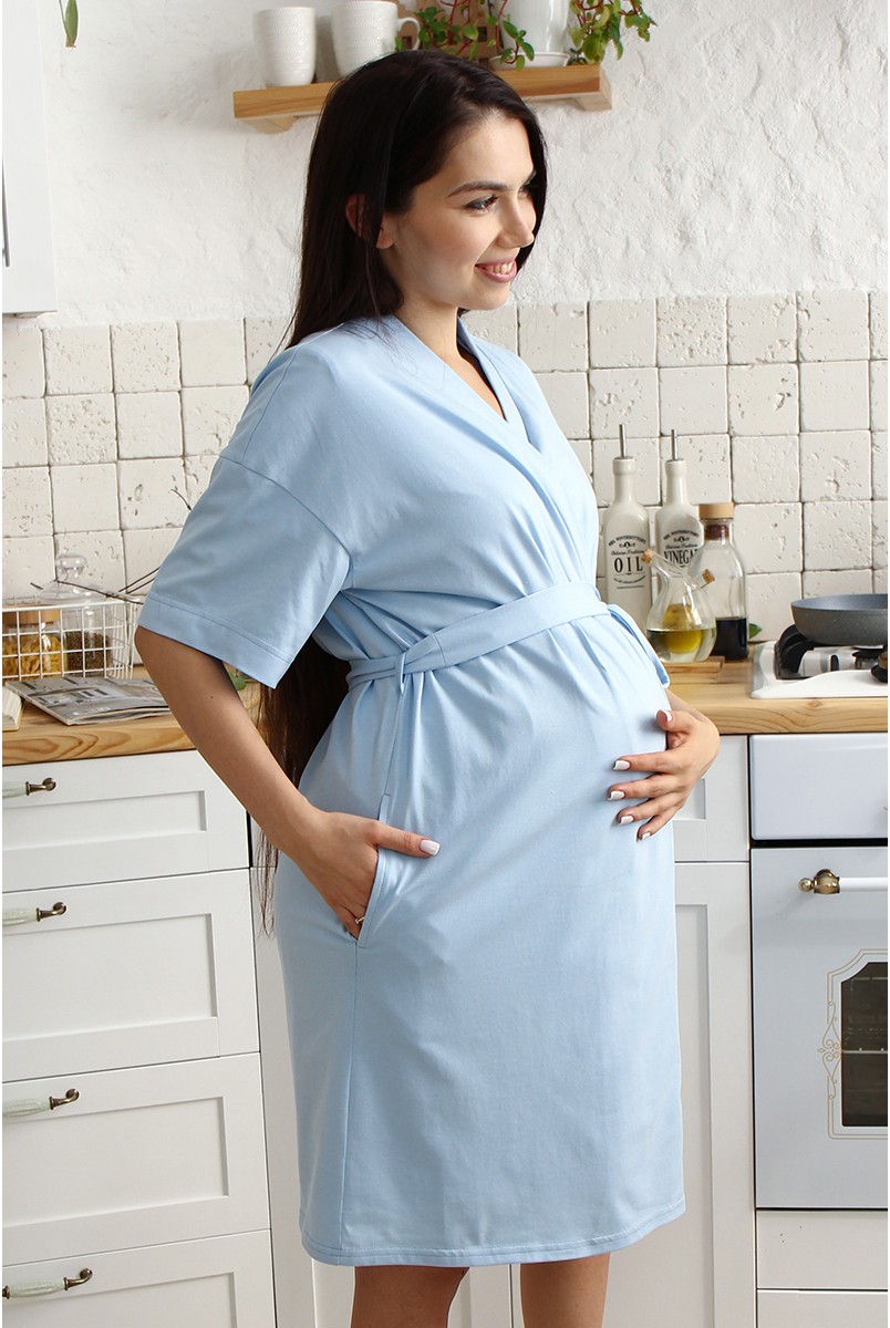 Халат для беременных и кормящих мам Violet Голубой Yula Mama