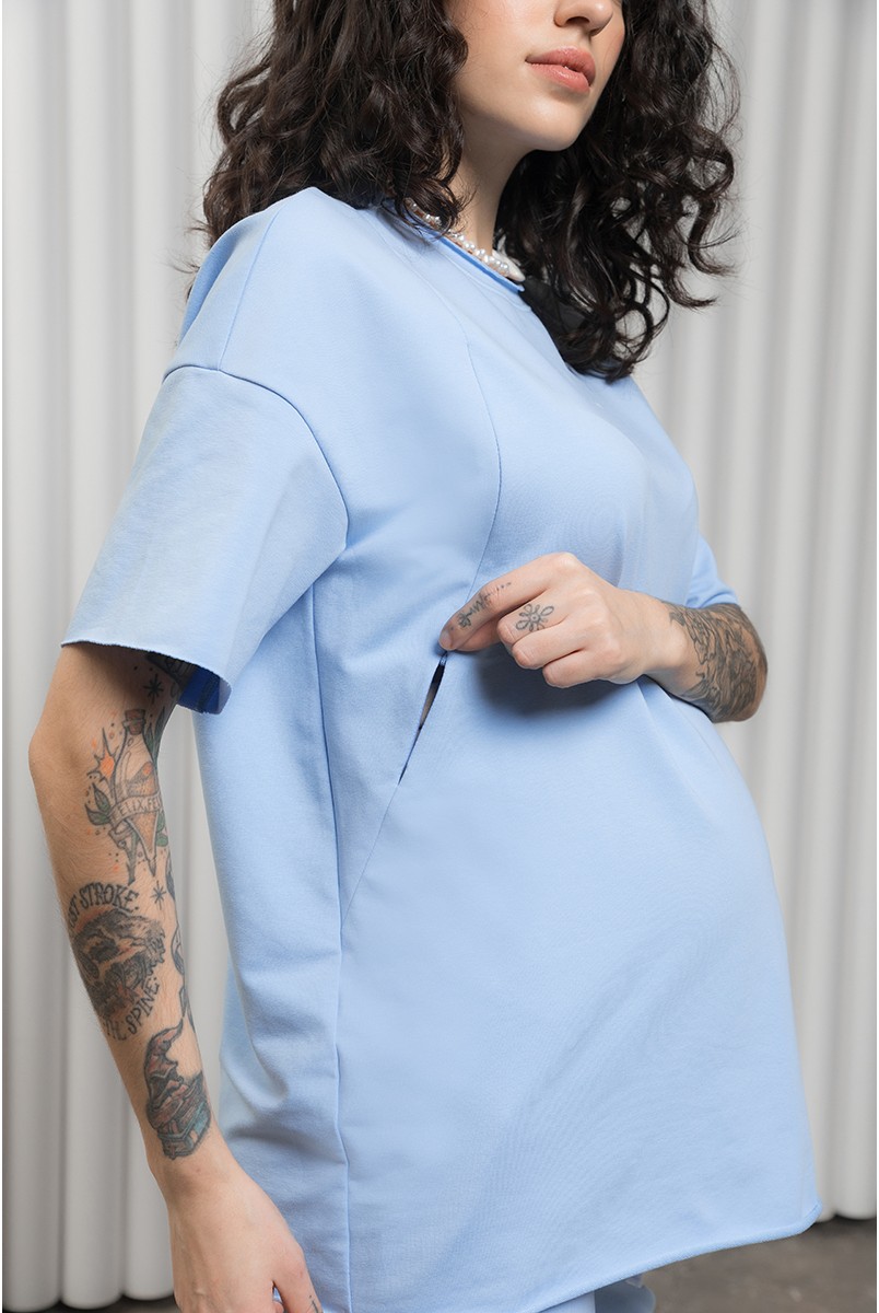 Костюм для беременных и кормящих Mikaela Голубой Yula Mama