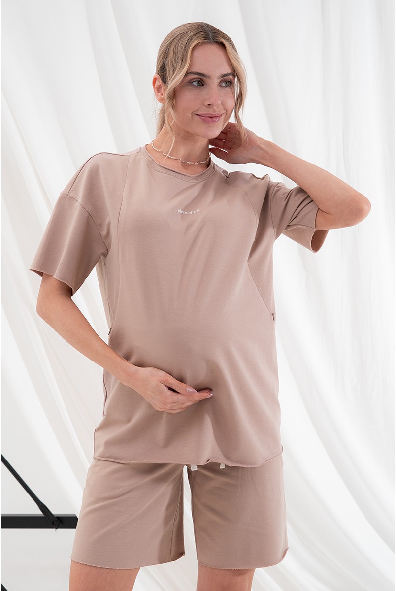 Костюм для беременных и кормящих Mikaela Бежевый Yula Mama